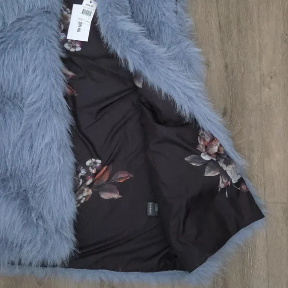 Jason Wu Soft Blue Faux Fur Vest With Floral Print Lining Woman Size S